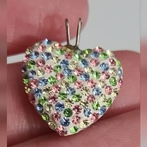 925 Swarovski Crystal Heart Pendant Necklace Pastel Colors Need Sterling Chain?
